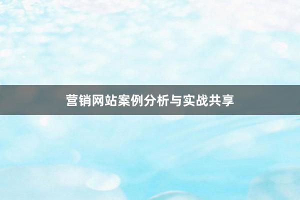 营销网站案例分析与实战共享